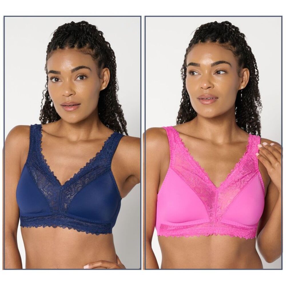Breezies Women's Bra Sz M Lace Soft Support Wirefree Multi-colored